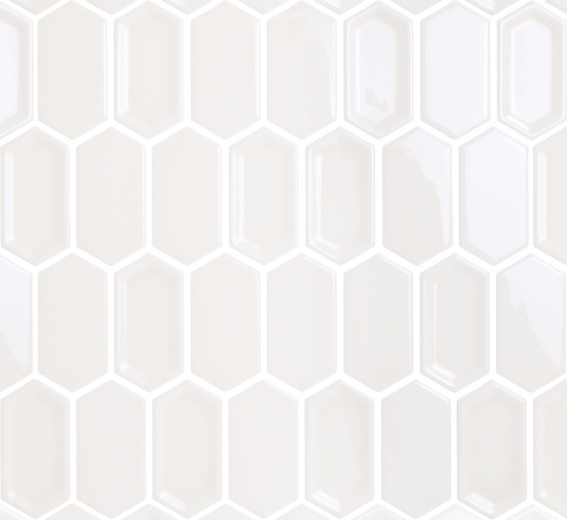 Мозаика LeeDo: Crayon White glos 38x76x8 мм, керамическая глазурованная глянцевая