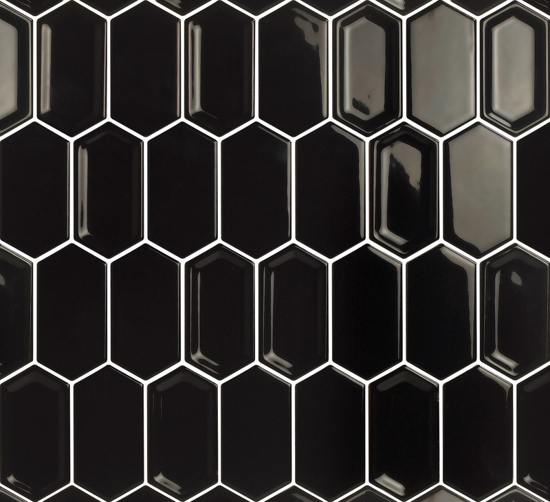 Мозаика LeeDo: Crayon Black glos 38x76x8 мм,керамическая глазурованная глянцевая
